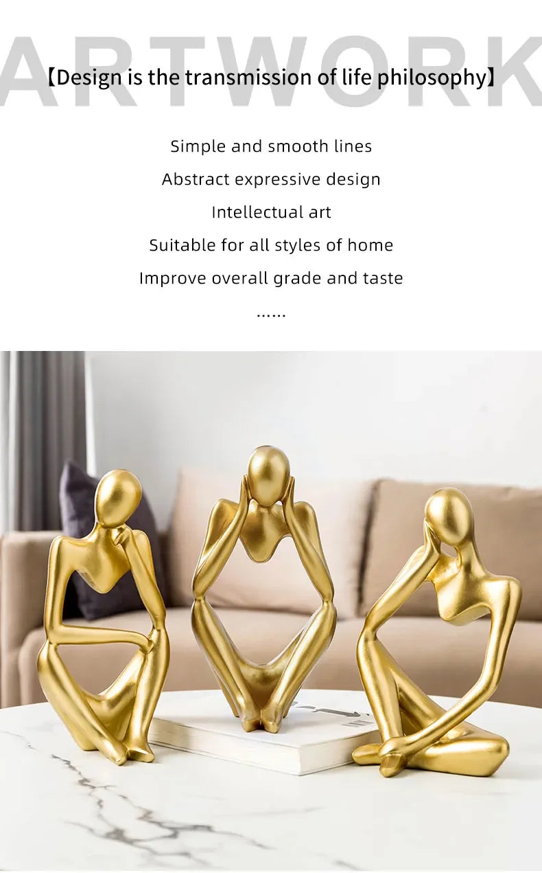 3PCS Mini Thinker Statue Gift Resin Set Home Decor Party Decorations Resin Mold Living Room Bedroom Office Ornaments Decor Accessories Crafts